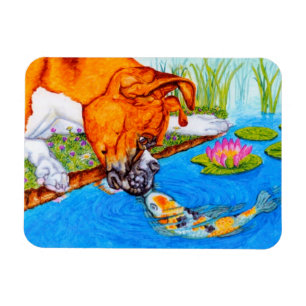 Koi Kiss Boxer Dog Illustration Magnet