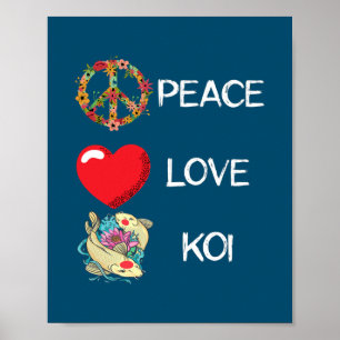 Koi Liebe Frieden Lotus Fisch Yin Yang Japanischer Poster