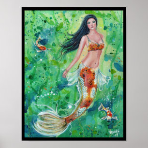 Koi mermaid Gartenposter Druck von Renee Lavoie Poster