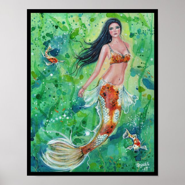 Koi mermaid Gartenposter Druck von Renee Lavoie Poster (Vorne)