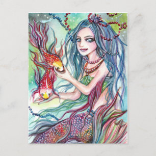 Koi Mermaid Princess Postkarte