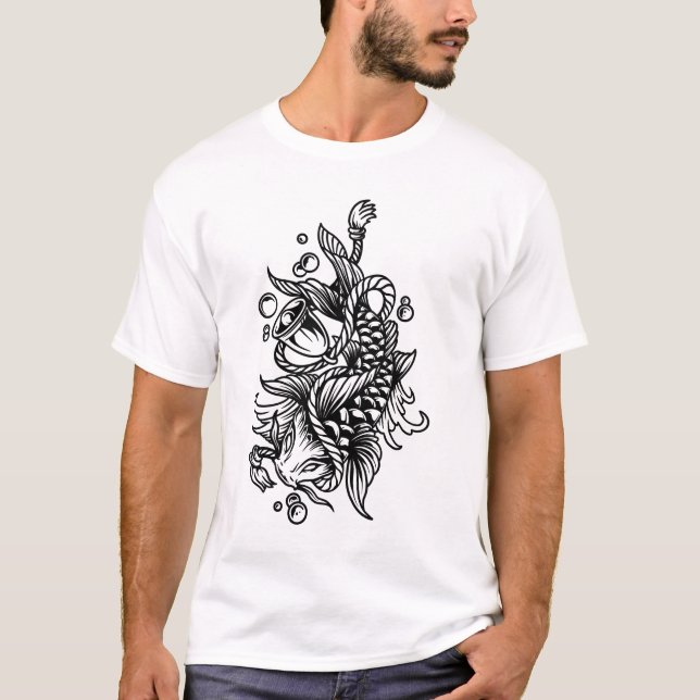 Koi mit Glocken und Tätowierungs-T - Shirt (Vorderseite)