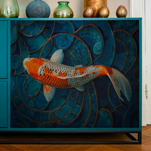 Koi mit Golden Wirbel Decoupage Seidenpapier