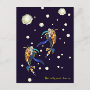 Koi mit Pearl Planets Fantasy Wedcard Postkarte