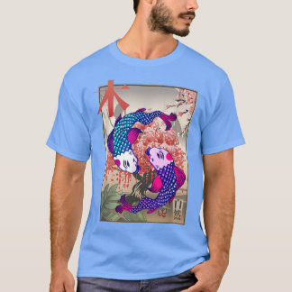 Koi Moon Sakura Tree Cherry Blossom Blume Yin Yan T-Shirt
