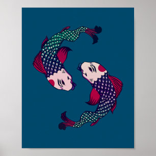 Koi Nishikigoi Yin Yang Fisch Japanischer Koi Karp Poster