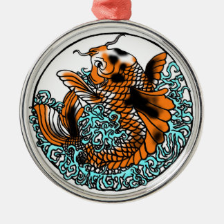 Koi Ornament Hand zeichnen digital farbig Aus Metall
