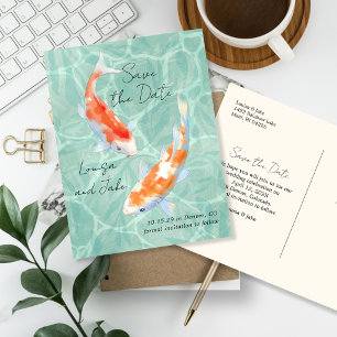 Koi-Paar Tropical Save the Date Postkarte