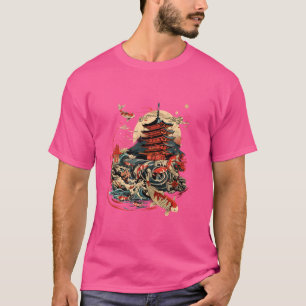 Koi Pagoda Temple Asian Carp Koi Fisch Japanischer T-Shirt