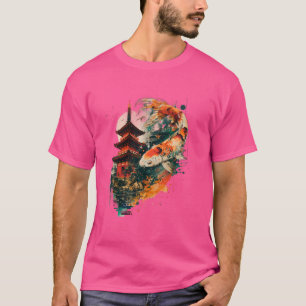 Koi-Pagode Japanischer Teichliebhaber Japanischer T-Shirt