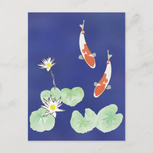 Koi Pond - Blue Background Postkarte