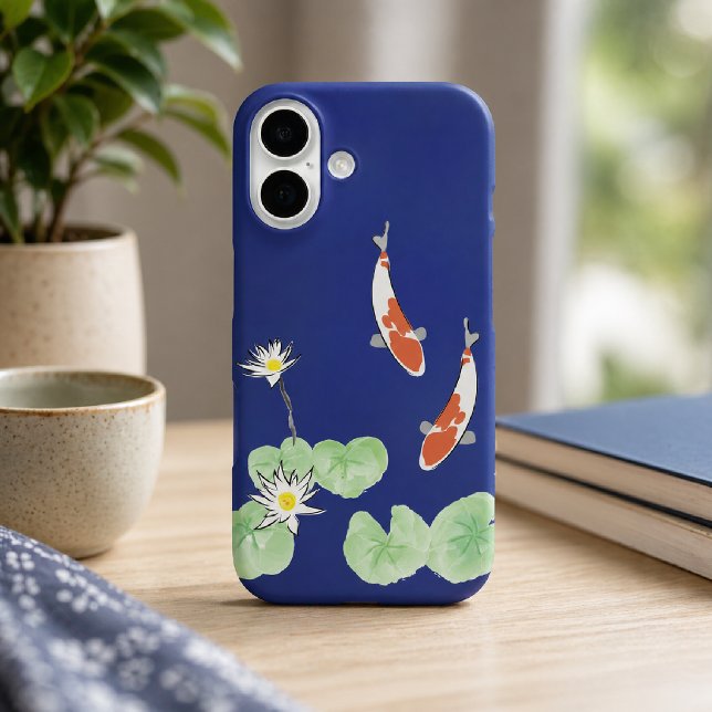 Koi Pond Blue iPhone 16 Barely There Fall Case-Mate iPhone Hülle (Zen Koi Blue iPhone Case)