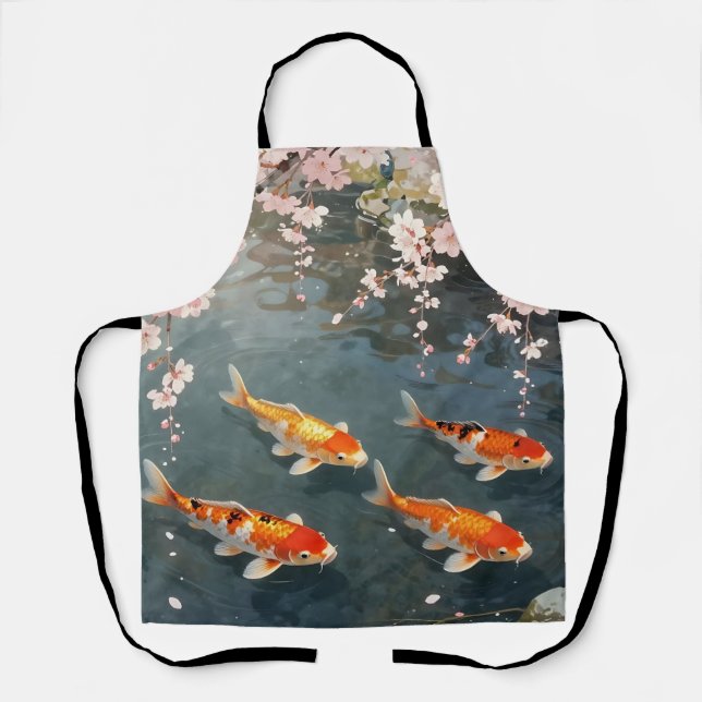 Koi Pond Cherry Blossom Serenity Schürze (Vorderseite)