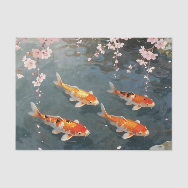 Koi Pond Cherry Blossom Serenity Seidenpapier (Vorderseite)