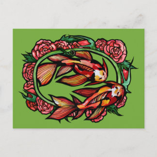 Koi Pond Fish Art Japanisch Koi Teiche Postkarte
