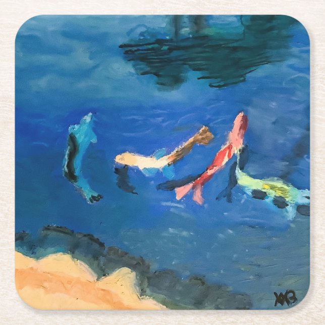 Koi Pond Rechteckiger Pappuntersetzer (Vorderseite)