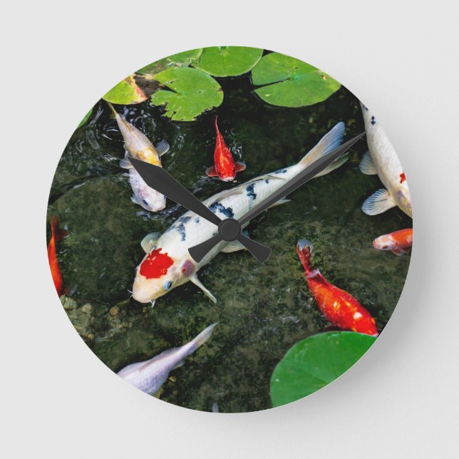 Koi Pond Runde Wanduhr (Vorderseite)