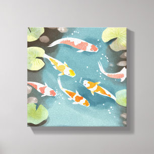 Koi Pond Watercolor Schöne Fischmalerei Leinwanddruck