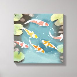 Koi Pond Watercolor | Schöne Fischmalerei Leinwanddruck