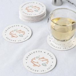 Koi Pond Wedding Runder Pappuntersetzer