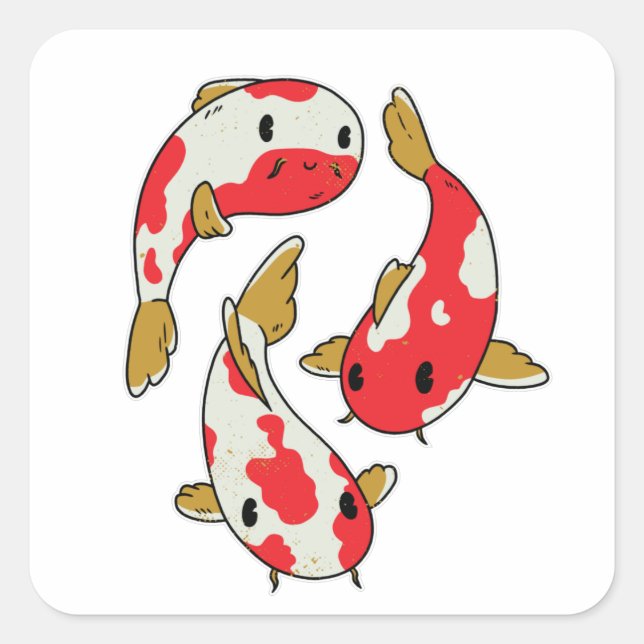 Koi Quadratischer Aufkleber (Vorderseite)