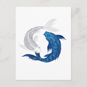 Koi Regal Blue Ghost silver Postkarte