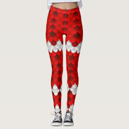 Koi (rot/Weiß) Meerjungfrau-Skala Leggings