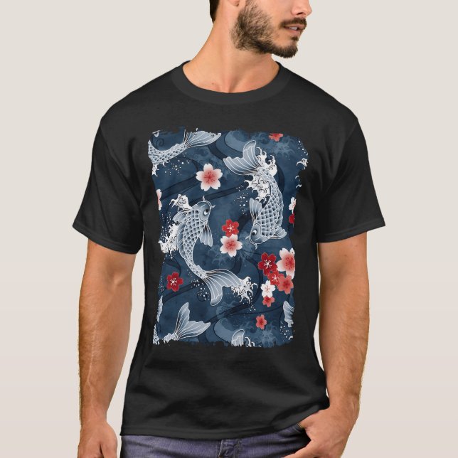 Koi-Sakura-Blüte in Blau T-Shirt (Vorderseite)