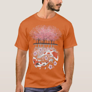 Koi Sakura Tree Auf dem Kopf Kirschblossom Japanis T-Shirt