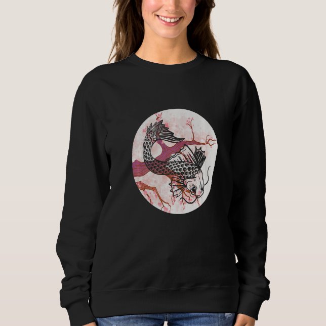 Koi Sakura Tree Wohlstand Cherry Blossom Japanisch Sweatshirt (Vorderseite)