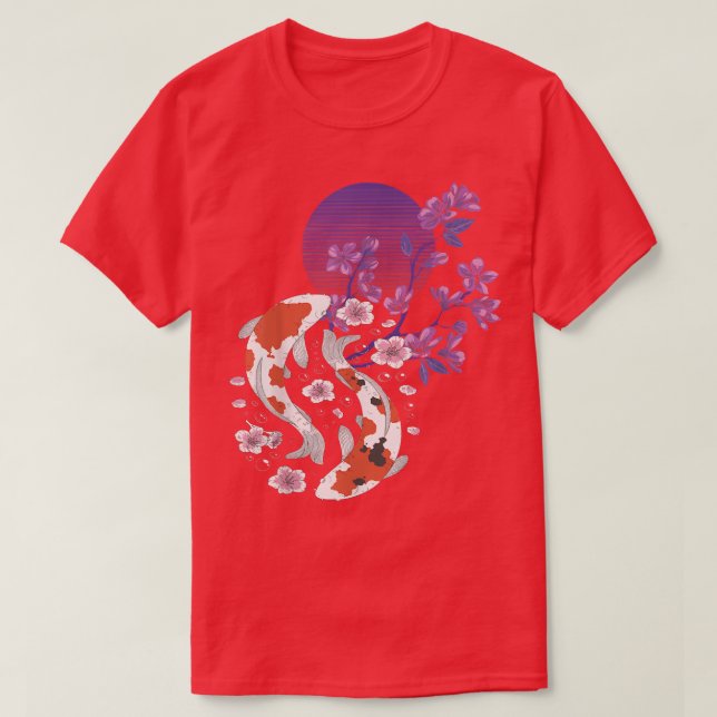 Koi Sakura Tree Yin Yang Spring Cherry Blossom Flo T-Shirt (Design vorne)