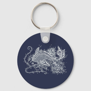 Koi Tattoo Button Keychain Schlüsselanhänger