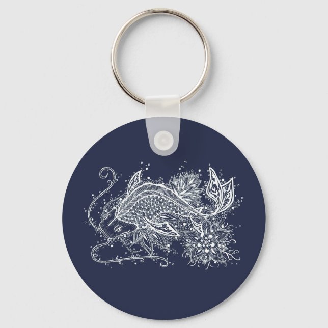 Koi Tattoo Button Schlüsselanhänger (Vorderseite)