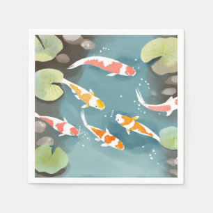 Koi-Teich-Aquarell   Schöne Fischmalerei Serviette