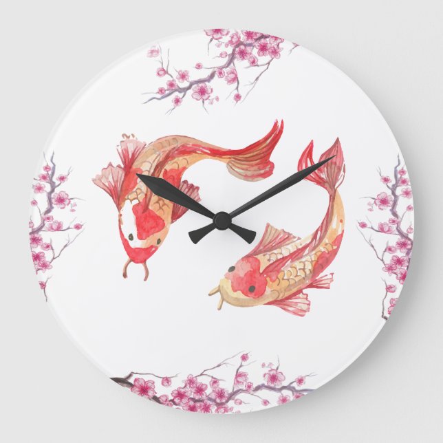 Koi Teich Große Wanduhr (Vorderseite)