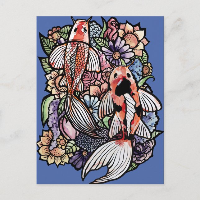 Koi-Teich Postkarte (Vorderseite)