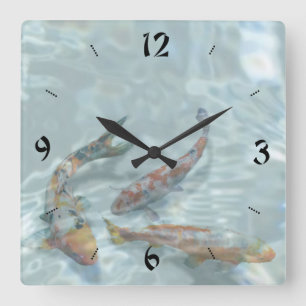 Koi Teich Quadratische Wanduhr