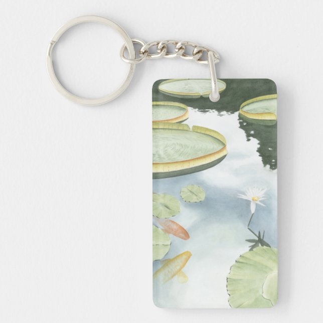 Koi-Teich-Reflektion mit Fisch und Lilien Schlüsselanhänger (Vorderseite)