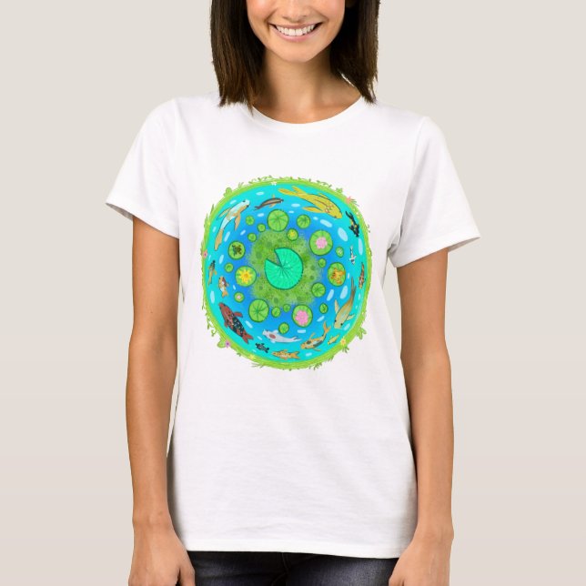 Koi und Goldfish Circular Pond T-Shirt (Vorderseite)