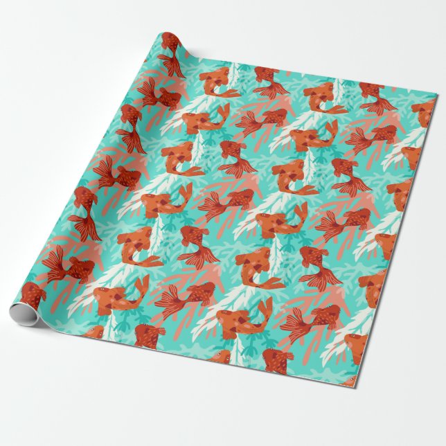 Koi und Goldfish Wrapping Paper Geschenkpapier (Ungerollt)