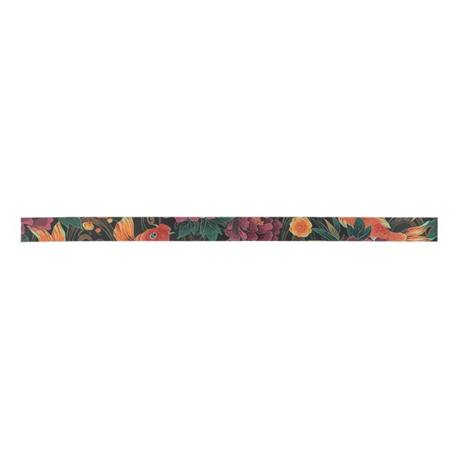Koi und Peonies Ribbon Satinband (Vorderseite)