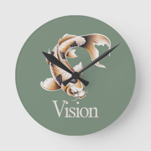 Koi Vision Symbol Zeit Zweck Zen Philosophie Runde Wanduhr