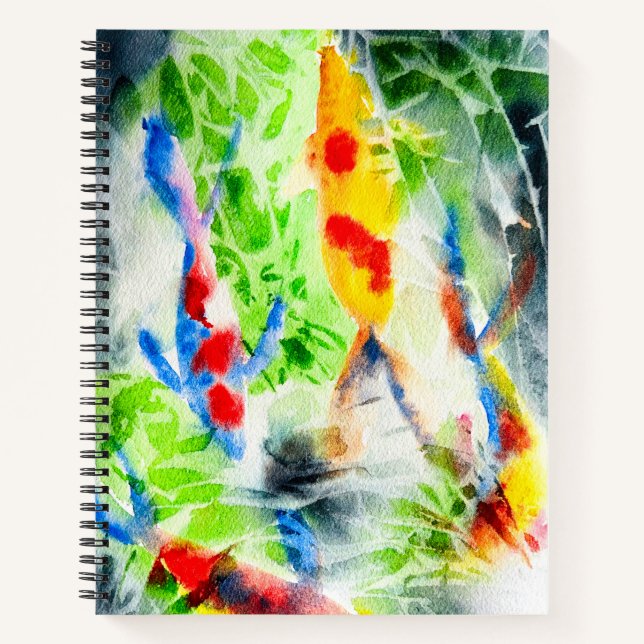 Koi Watercolor Fisch Kunst und Kunst Notizbuch (Vorderseite)
