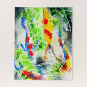 Koi Watercolor Fisch Kunst und Kunst Puzzle