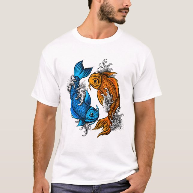 Koi Ying Yang Original Artwork T-Shirt (Vorderseite)