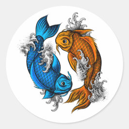Koi Ying Yang Runder Aufkleber