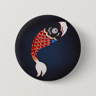 Koinobori - rote japanische Fisch-Flagge Button