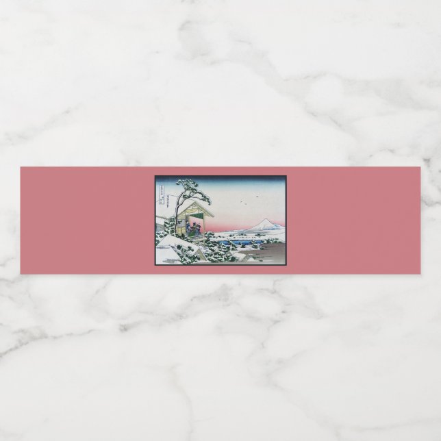 Koishikawa Tea House Sicht auf den Fuji von Hokusa Wasserflaschenetikett (Einzelnes Label)