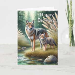 Kojote und Welpe Alles Gute zum Geburtstag Wildlif Karte