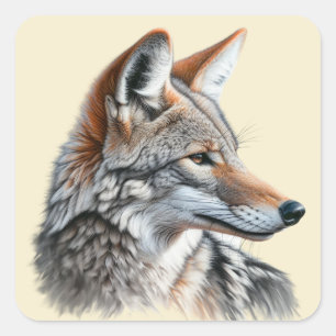 Kojoten-Wildnis-Natur-Tierkunst Quadratischer Aufkleber